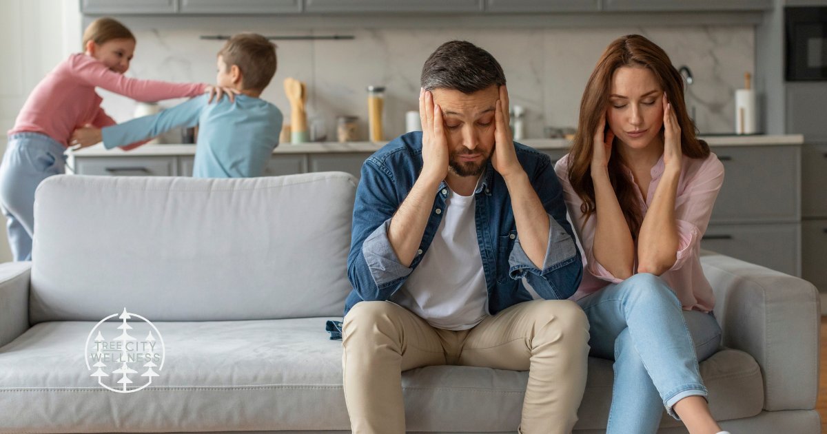 ADHD Effects on Marriage Couple struggling with kids arguing